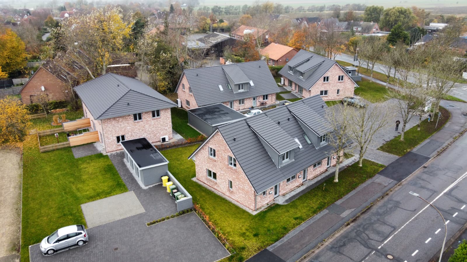 Neubauprojekt im nördlichen Schleswig-Holstein aus der Luft
